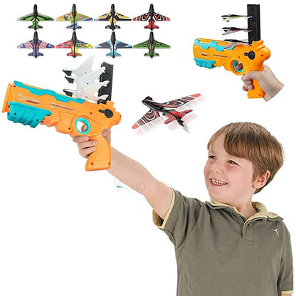 Airplane Launcher Toy Catapult Aircrafts Gun with 4 Foam Planes